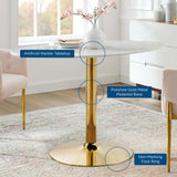 Theo 48" Oval Artificial Marble Dining Table in Gold White
