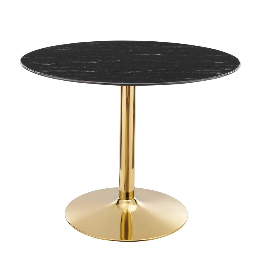 Theo 40" Artificial Marble Dining Table in Gold Black