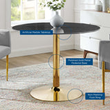 Theo 40" Artificial Marble Dining Table in Gold Black