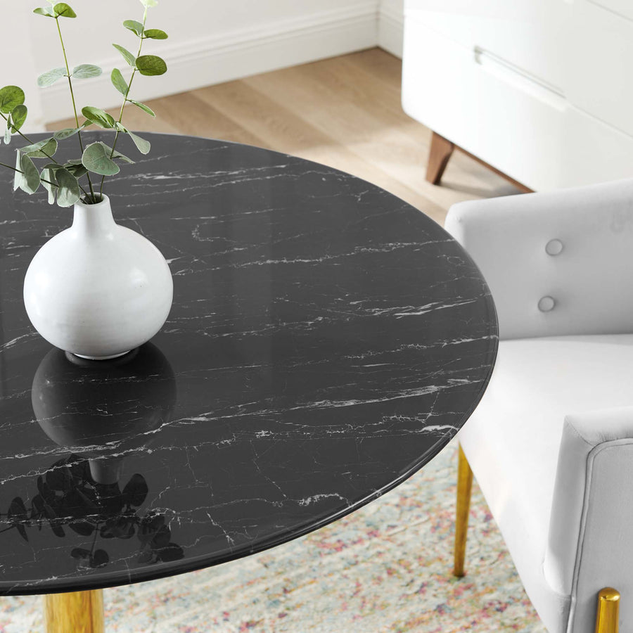 Theo 40" Artificial Marble Dining Table in Gold Black