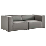 Pike 2-Piece Vegan Leather Sectional Sofa Loveseat in Gray