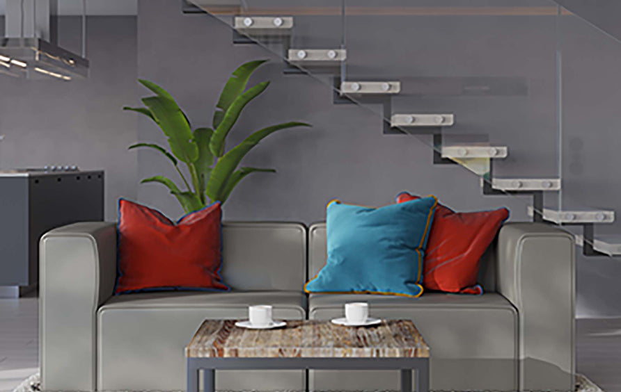 Pike 2-Piece Vegan Leather Sectional Sofa Loveseat in Gray