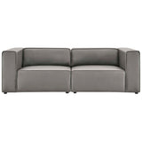 Pike 2-Piece Vegan Leather Sectional Sofa Loveseat in Gray