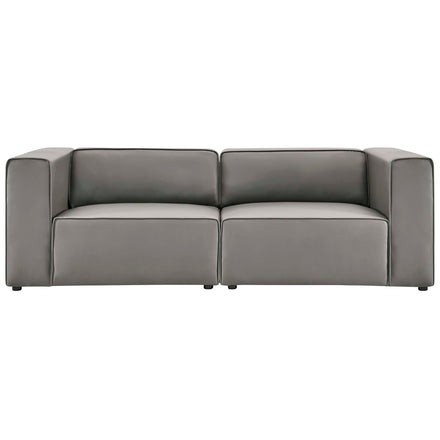 Mingle 2-Piece Vegan Leather Sectional Sofa Loveseat in Gray