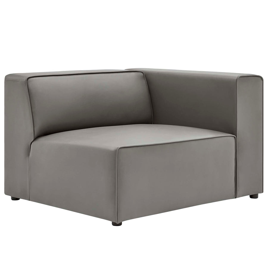 Pike 2-Piece Vegan Leather Sectional Sofa Loveseat in Gray