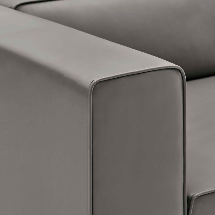 Pike 2-Piece Vegan Leather Sectional Sofa Loveseat in Gray
