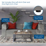 Pike 2-Piece Vegan Leather Sectional Sofa Loveseat in Gray