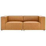 Pike 2-Piece Vegan Leather Sectional Sofa Loveseat in Tan