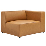 Pike 2-Piece Vegan Leather Sectional Sofa Loveseat in Tan