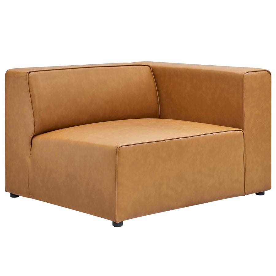 Pike 2-Piece Vegan Leather Sectional Sofa Loveseat in Tan