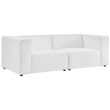 Pike 2-Piece Vegan Leather Sectional Sofa Loveseat in White