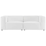 Pike 2-Piece Vegan Leather Sectional Sofa Loveseat in White