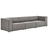 Pike 3-Piece Vegan Leather Sectional Sofa in Gray