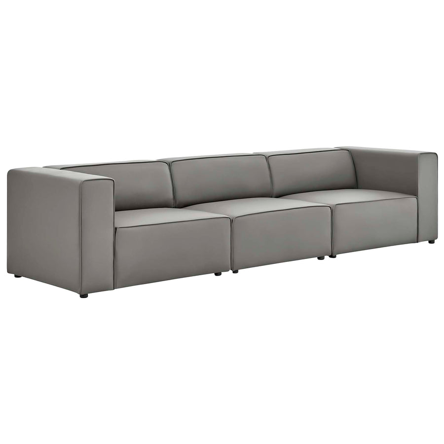Pike 3-Piece Vegan Leather Sectional Sofa in Gray