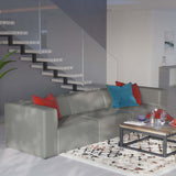 Pike 3-Piece Vegan Leather Sectional Sofa in Gray
