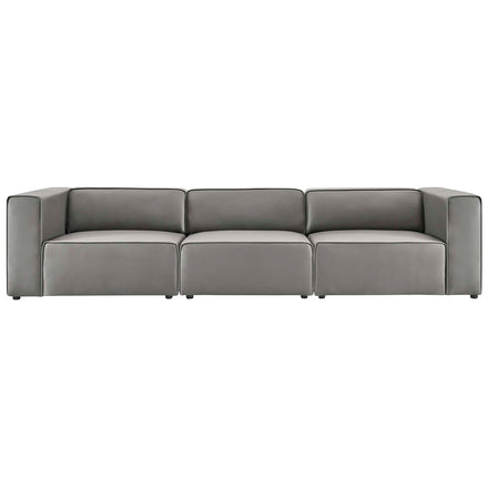 Mingle 3-Piece Vegan Leather Sectional Sofa in Gray