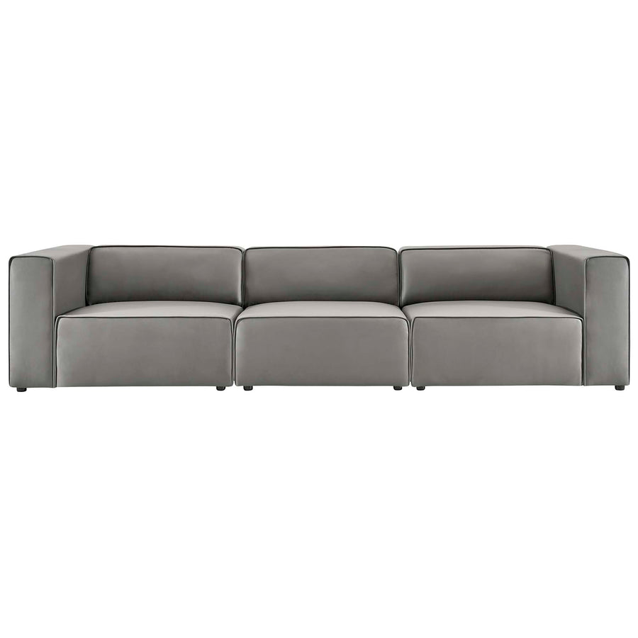 Pike 3-Piece Vegan Leather Sectional Sofa in Gray