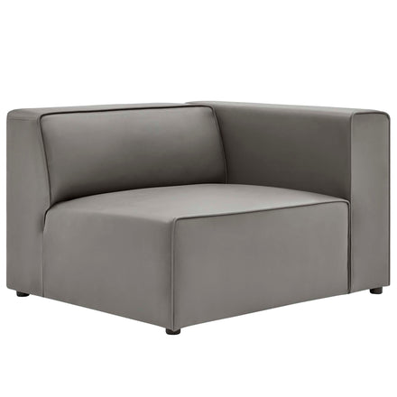 Mingle 3-Piece Vegan Leather Sectional Sofa in Gray