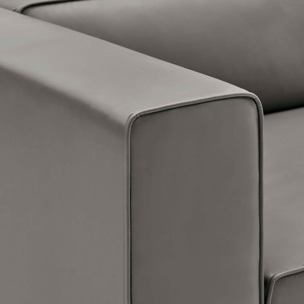 Mingle 3-Piece Vegan Leather Sectional Sofa in Gray