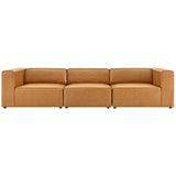 Pike 3-Piece Vegan Leather Sectional Sofa in Tan