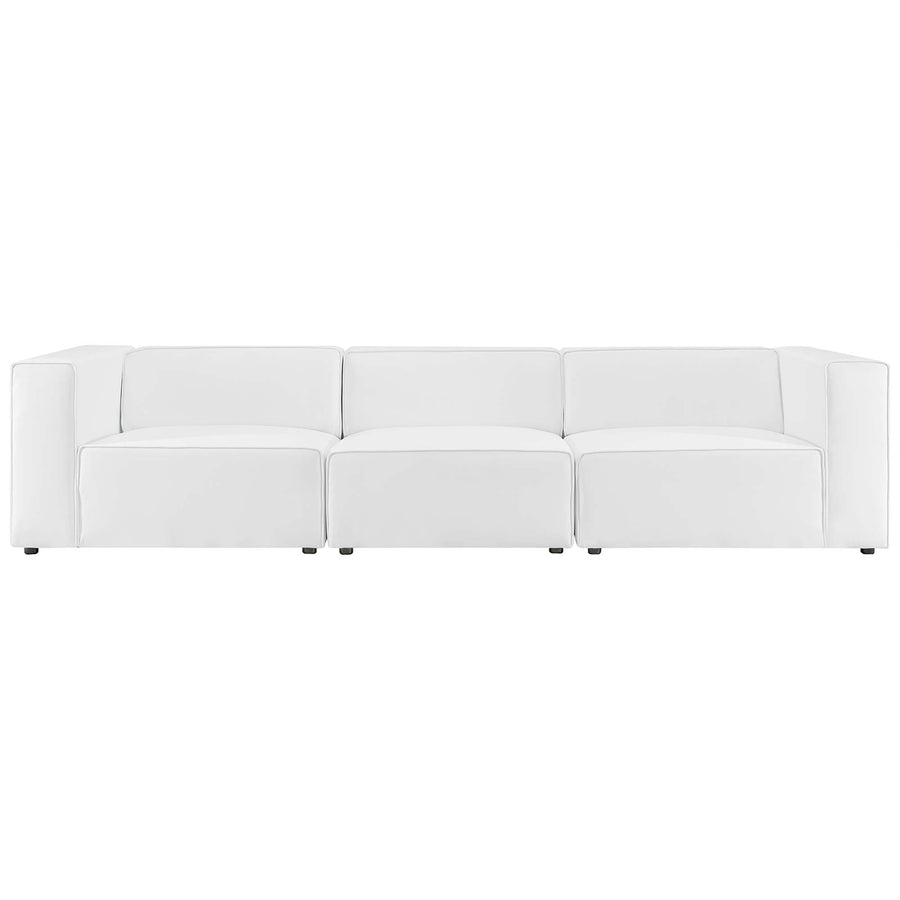 Pike 3-Piece Vegan Leather Sectional Sofa in White