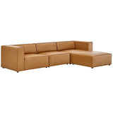 Pike Vegan Leather Sofa and Ottoman Set in Tan