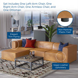 Pike Vegan Leather Sofa and Ottoman Set in Tan