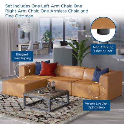 Mingle Vegan Leather Sofa and Ottoman Set by Furniture For America