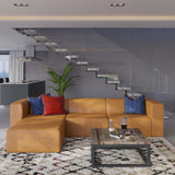 Pike Vegan Leather Sofa and Ottoman Set in Tan