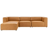 Pike Vegan Leather Sofa and Ottoman Set in Tan