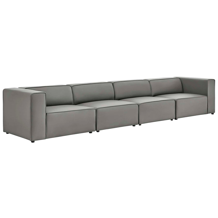 Pike 4-Piece Vegan Leather Sectional Sofa in Gray