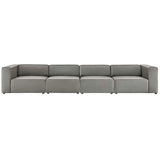 Pike 4-Piece Vegan Leather Sectional Sofa in Gray