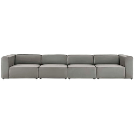 Mingle 4-Piece Vegan Leather Sectional Sofa in Gray