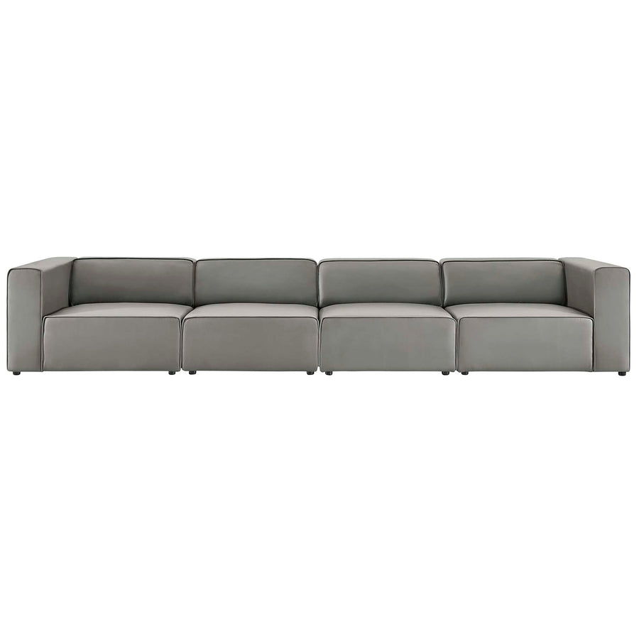 Pike 4-Piece Vegan Leather Sectional Sofa in Gray