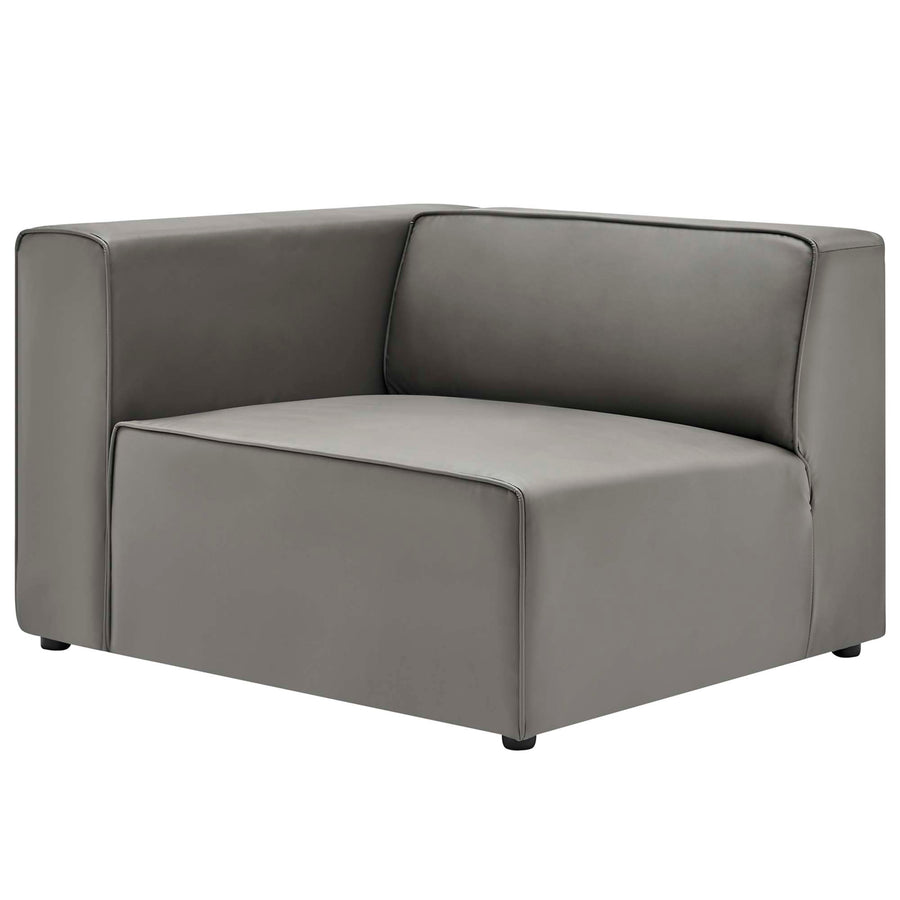 Pike 4-Piece Vegan Leather Sectional Sofa in Gray
