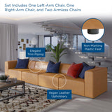 Pike 4-Piece Vegan Leather Sectional Sofa in Tan