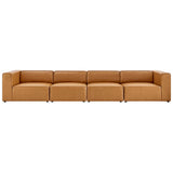 Pike 4-Piece Vegan Leather Sectional Sofa in Tan