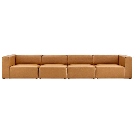 Mingle 4-Piece Vegan Leather Sectional Sofa in Tan