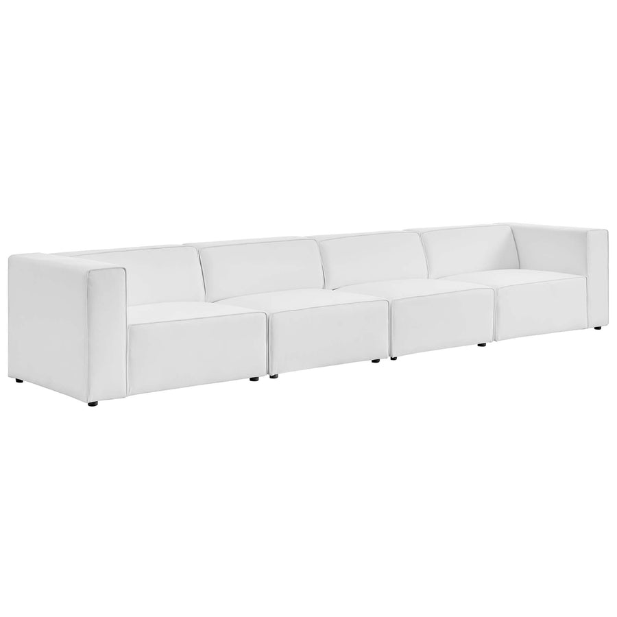 Pike 4-Piece Vegan Leather Sectional Sofa in White
