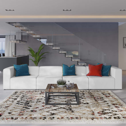 Mingle 4-Piece Vegan Leather Sectional Sofa in White
