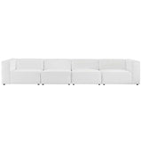 Pike 4-Piece Vegan Leather Sectional Sofa in White