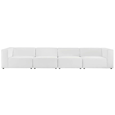 Mingle 4-Piece Vegan Leather Sectional Sofa in White