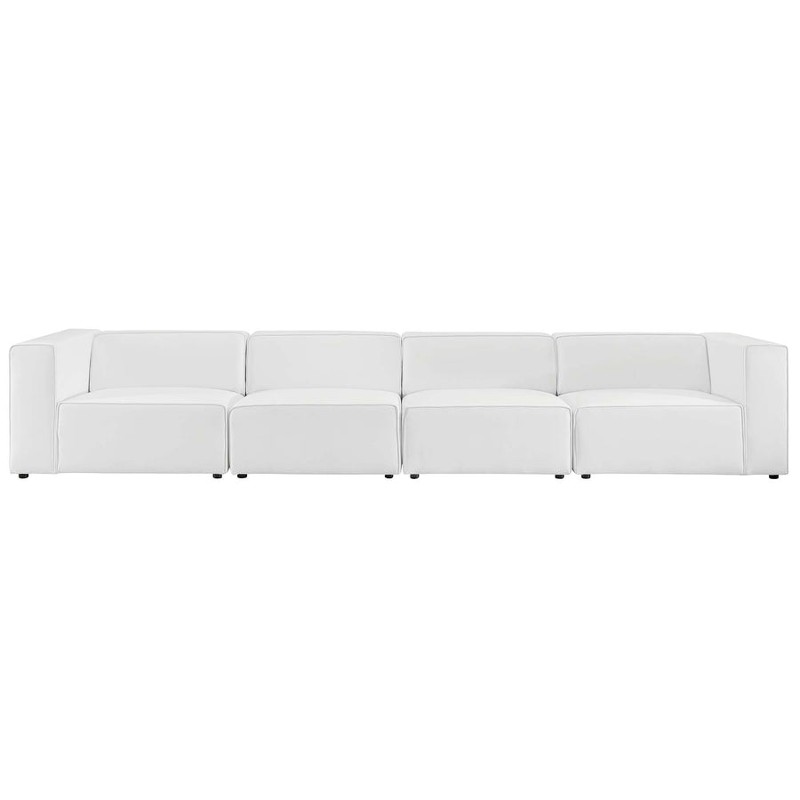 Pike 4-Piece Vegan Leather Sectional Sofa in White
