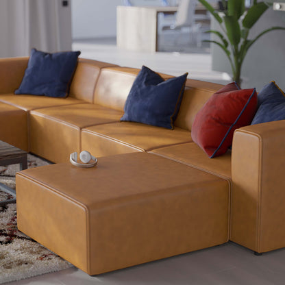Mingle 4-Piece Vegan Leather Sofa and 2 Ottomans Set by Furniture For America