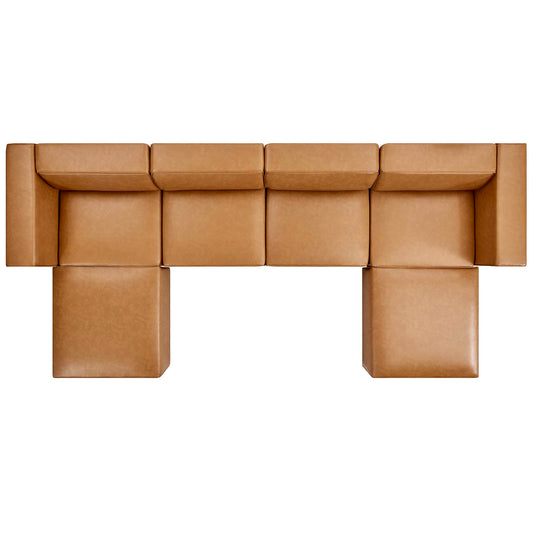 Mingle 4-Piece Vegan Leather Sofa and 2 Ottomans Set by Furniture For America