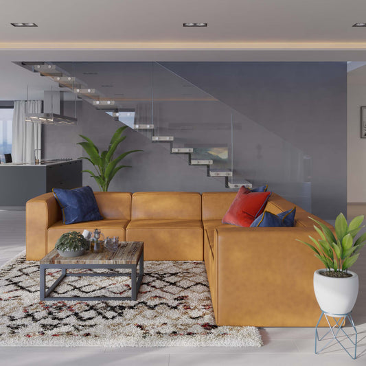 Mingle 5-Piece Vegan Leather Sectional Sofa by Furniture For America