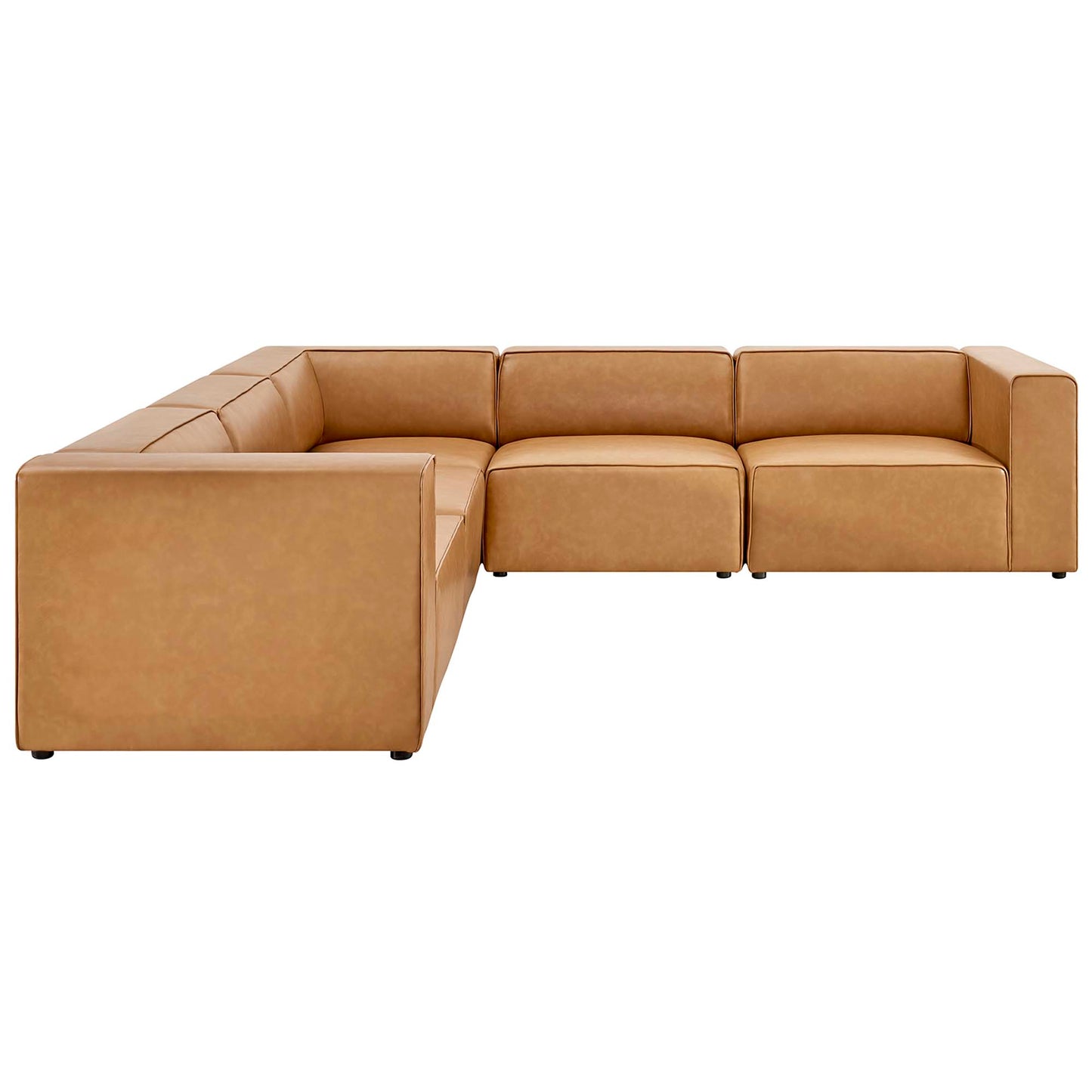 Pike 5-Piece Vegan Leather Sectional Sofa in Tan