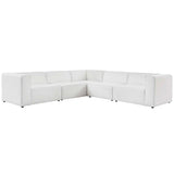 Pike 5-Piece Vegan Leather Sectional Sofa in White