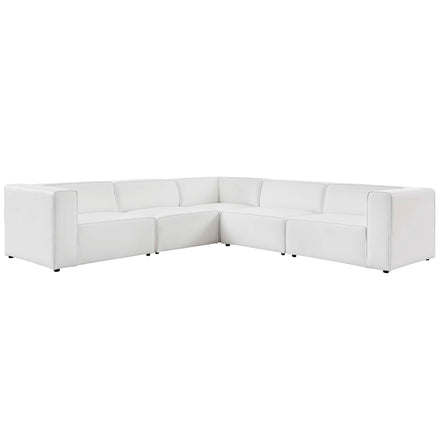 Mingle 5-Piece Vegan Leather Sectional Sofa in White
