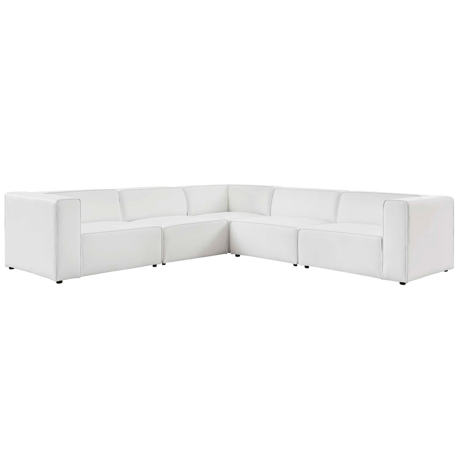 Pike 5-Piece Vegan Leather Sectional Sofa in White